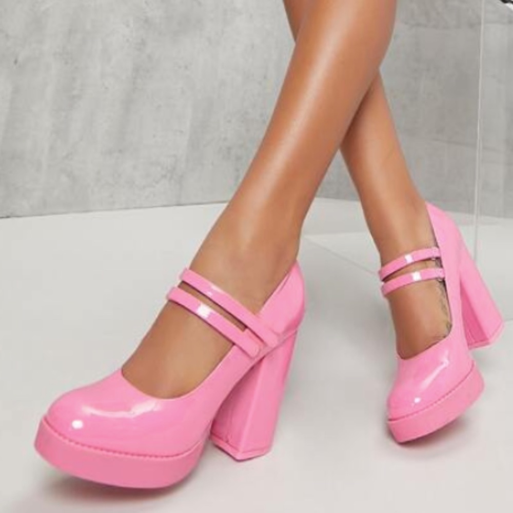 BAMBOO Pink Platform Heels
